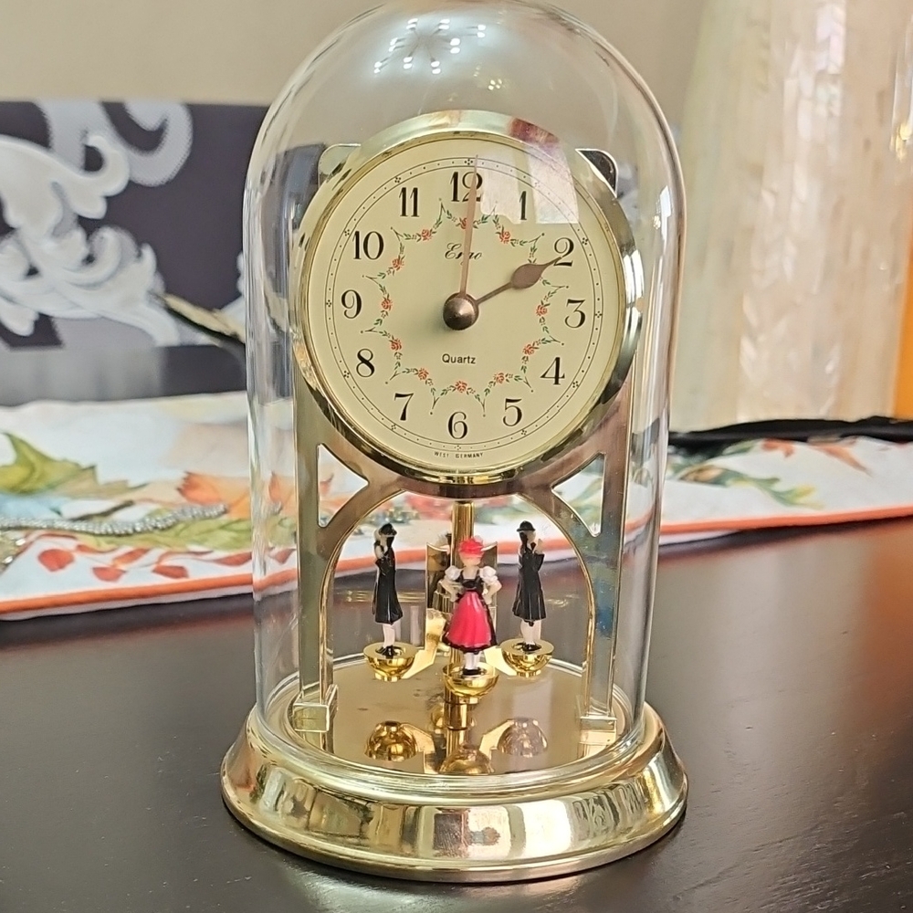 Vintage West Germany Clock  Gold Quartz Dome Clock